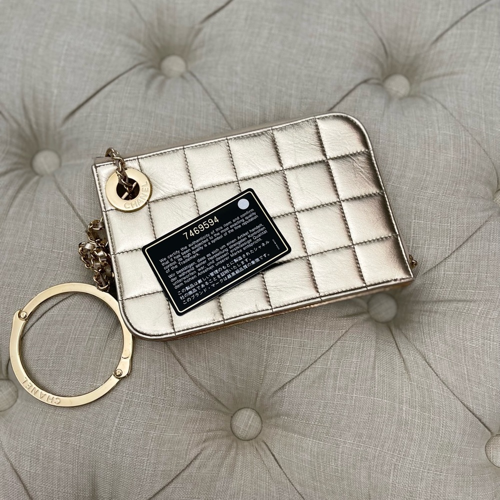 Chanel Metallic Gold Wristlet Handcuff Clutch
